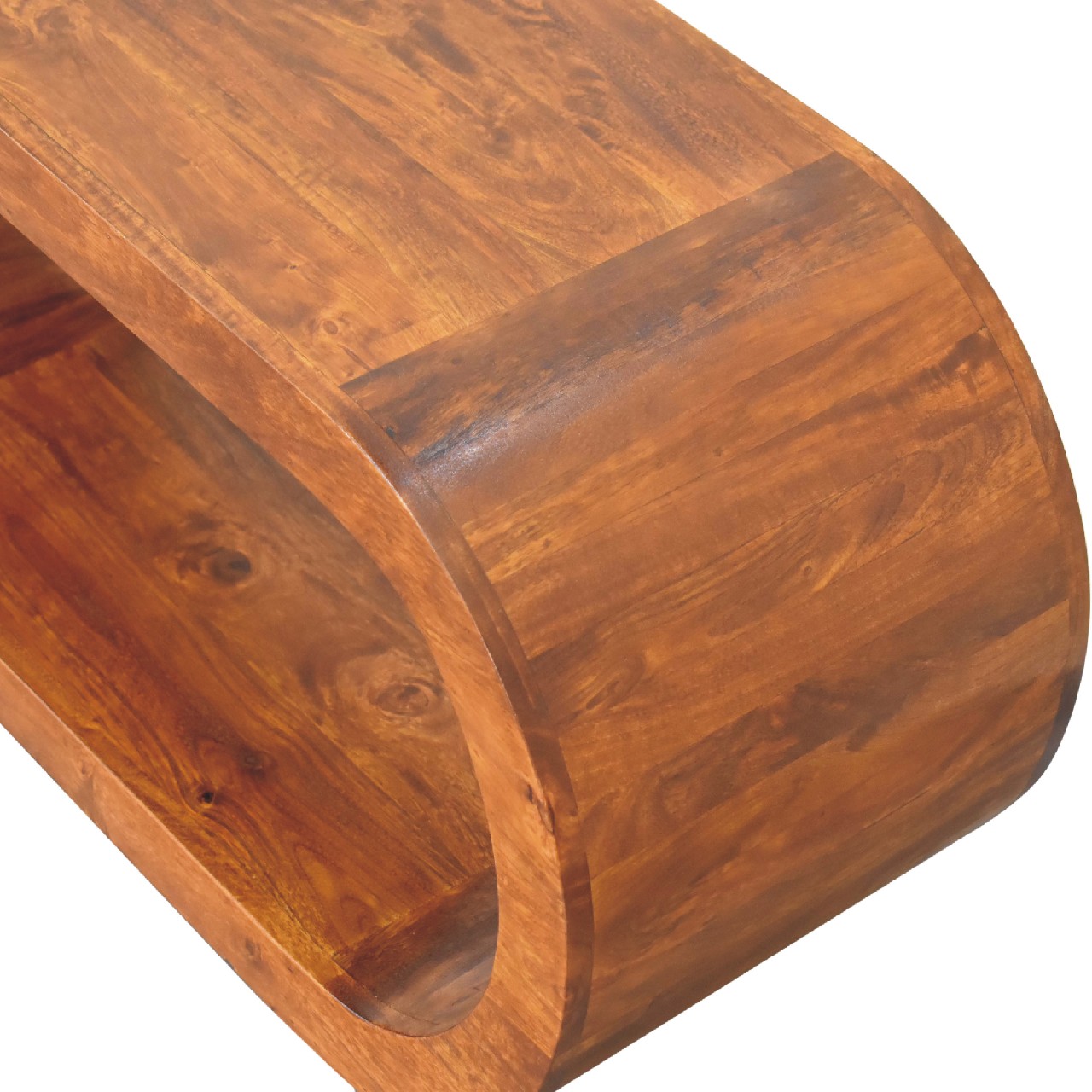 Solid Mango Wood Chestnut Finished Wall Mounted Media Unit - Image 5