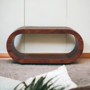Solid Mango Wood Chestnut Finished Wall Mounted Media Unit