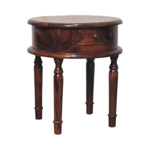 Solid Mango Wood Honey Finished 1 Drawer Turned Leg Bedside