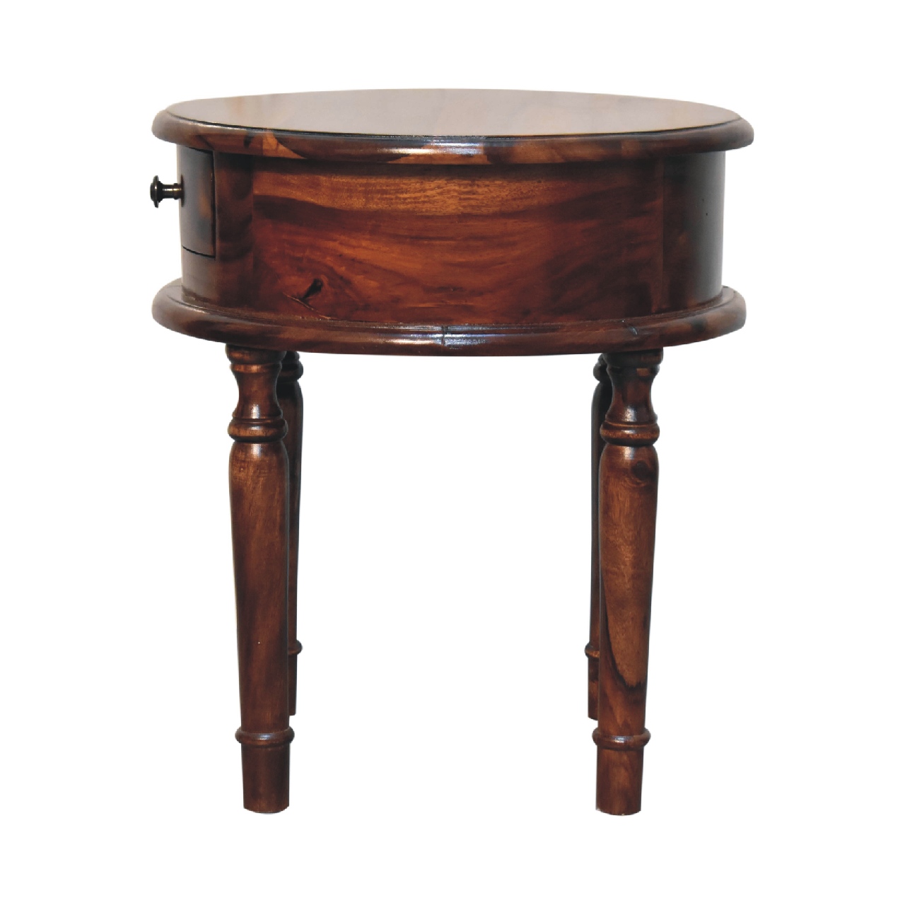 Solid Mango Wood Honey Finished 1 Drawer Turned Leg Bedside - Image 7
