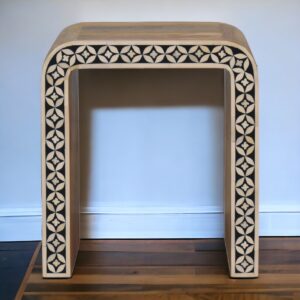 Solid Mango Wood Oak Finished with Bone Inlay Edessa End Table