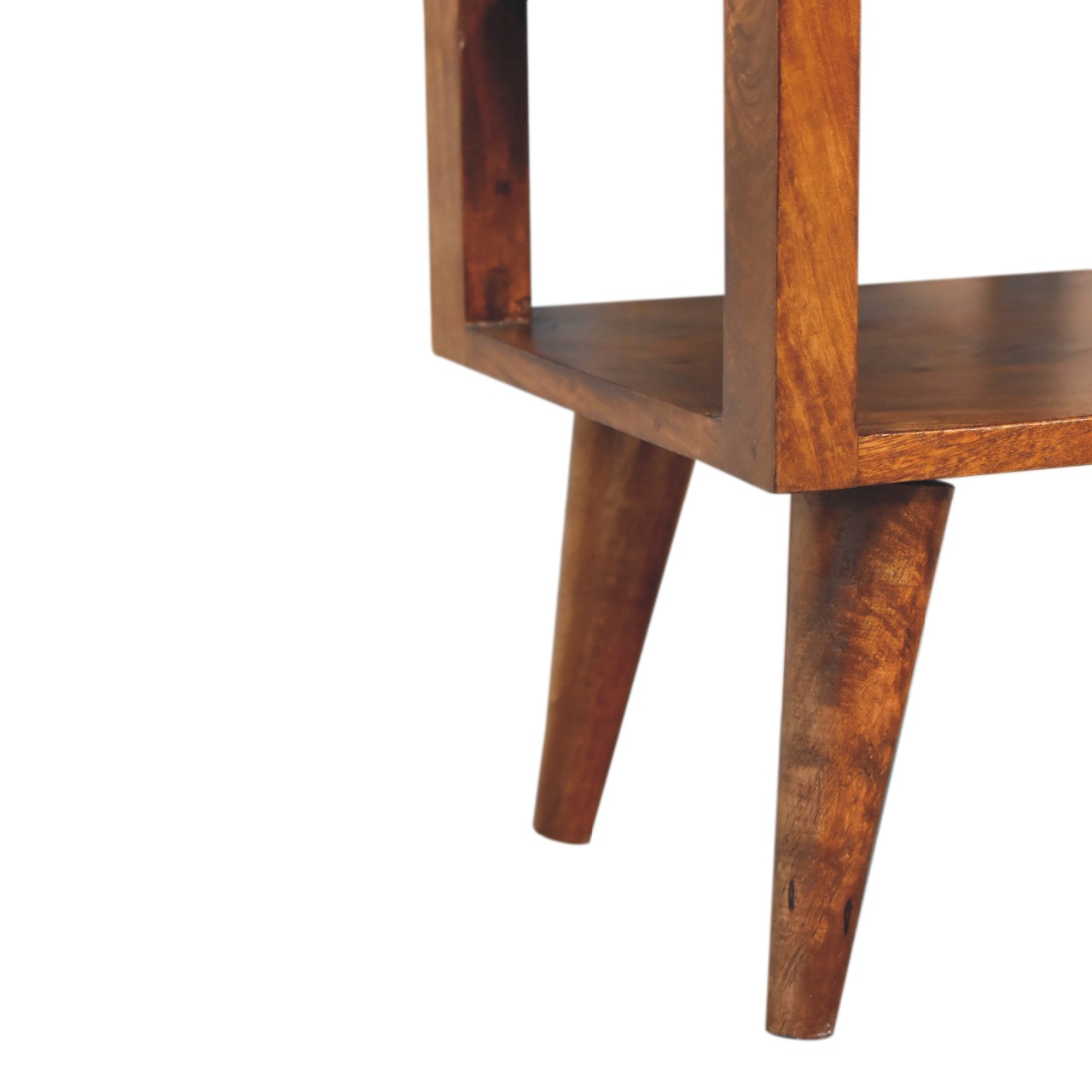 Solid Mango Chestnut Finished Wood 1 Drawer 2 Slots Dante Bedside Table/Cabinet - Image 7