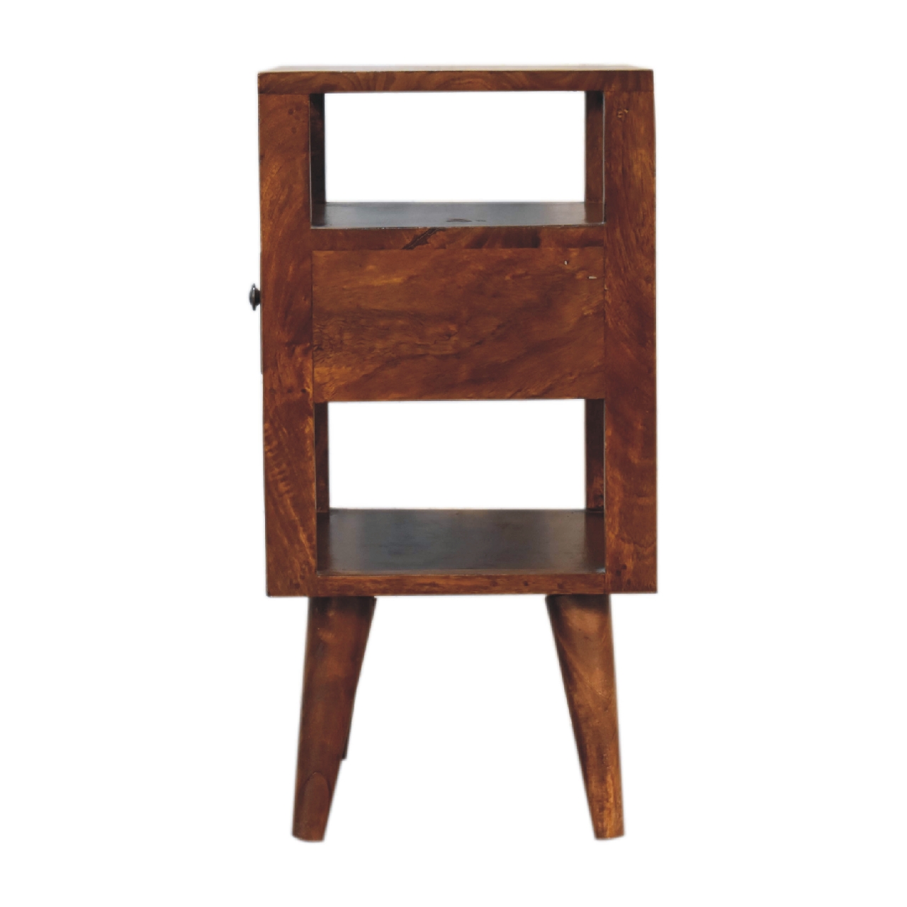 Solid Mango Chestnut Finished Wood 1 Drawer 2 Slots Dante Bedside Table/Cabinet - Image 8