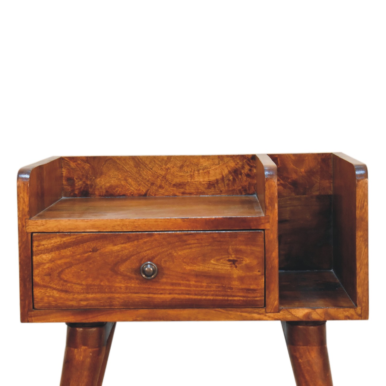 Solid Mango Wood Chestnut Finished 1 Drawer Collective Bedside - Image 4