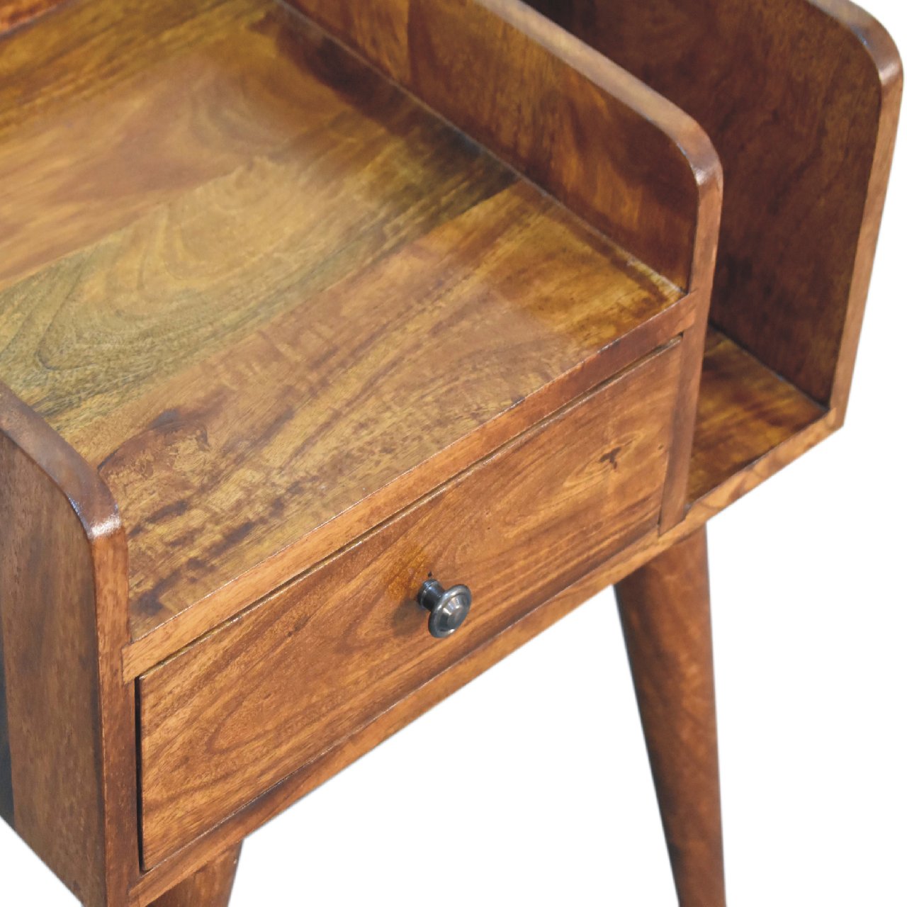 Solid Mango Wood Chestnut Finished 1 Drawer Collective Bedside - Image 5