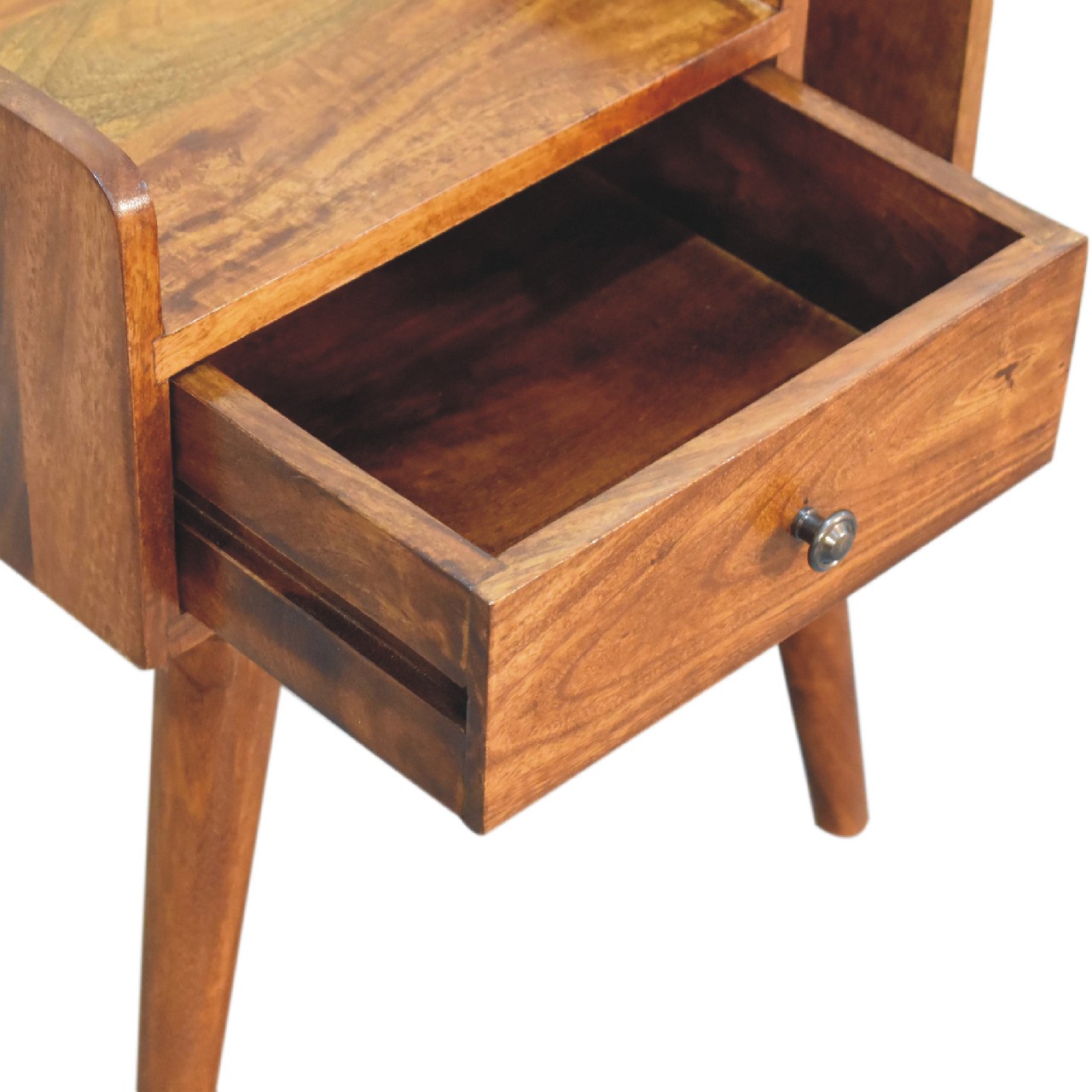 Solid Mango Wood Chestnut Finished 1 Drawer Collective Bedside - Image 6
