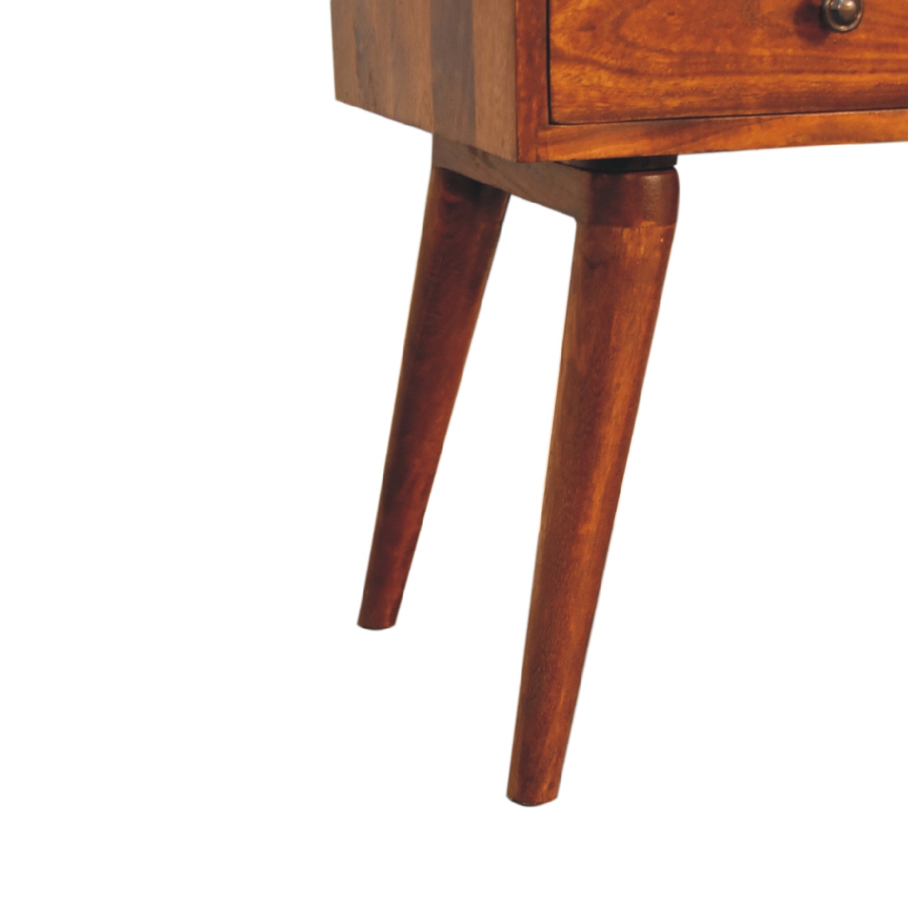 Solid Mango Wood Chestnut Finished 1 Drawer Collective Bedside - Image 7
