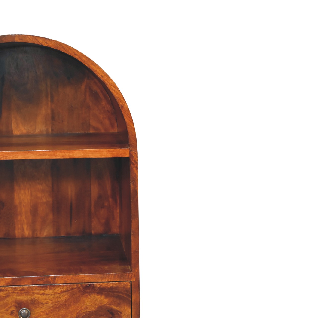 Solid Mango Wood Chestnut Finished Rounded Top Display Cabinet - Image 4