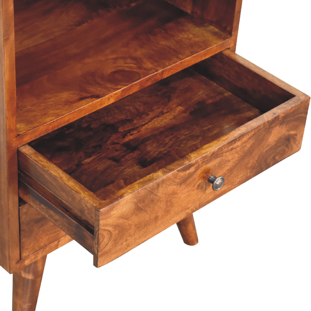 Solid Mango Wood Chestnut Finished Rounded Top Display Cabinet - Image 6