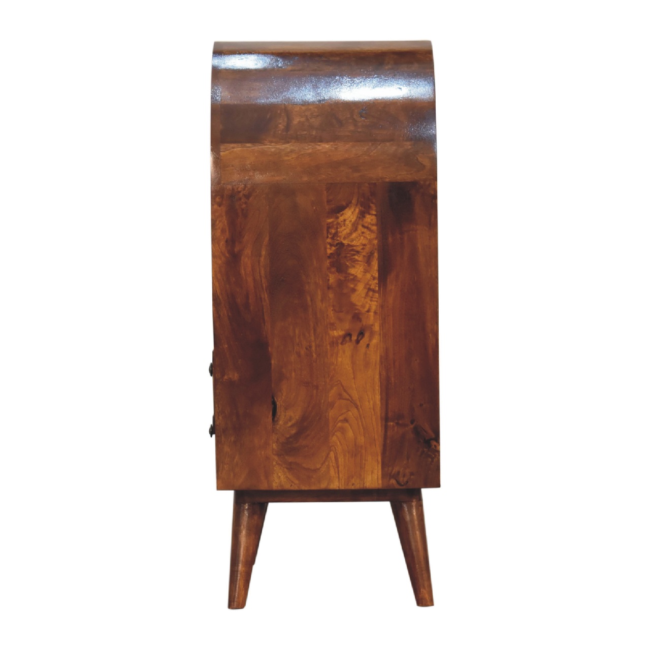 Solid Mango Wood Chestnut Finished Rounded Top Display Cabinet - Image 8