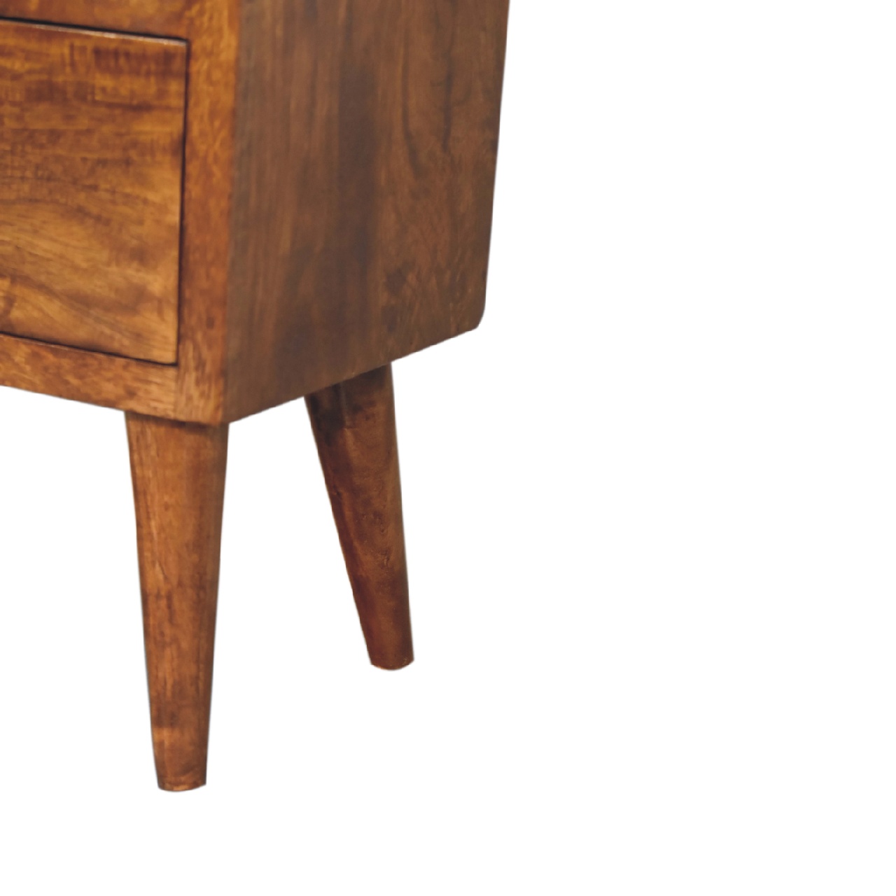 Solid Mango Wood Chestnut Finished Three Drawer Open Shelf Cabinet - Image 7