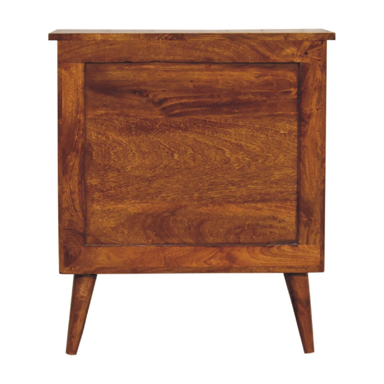 Solid Mango Wood Chestnut Finished Three Drawer Open Shelf Cabinet - Image 9
