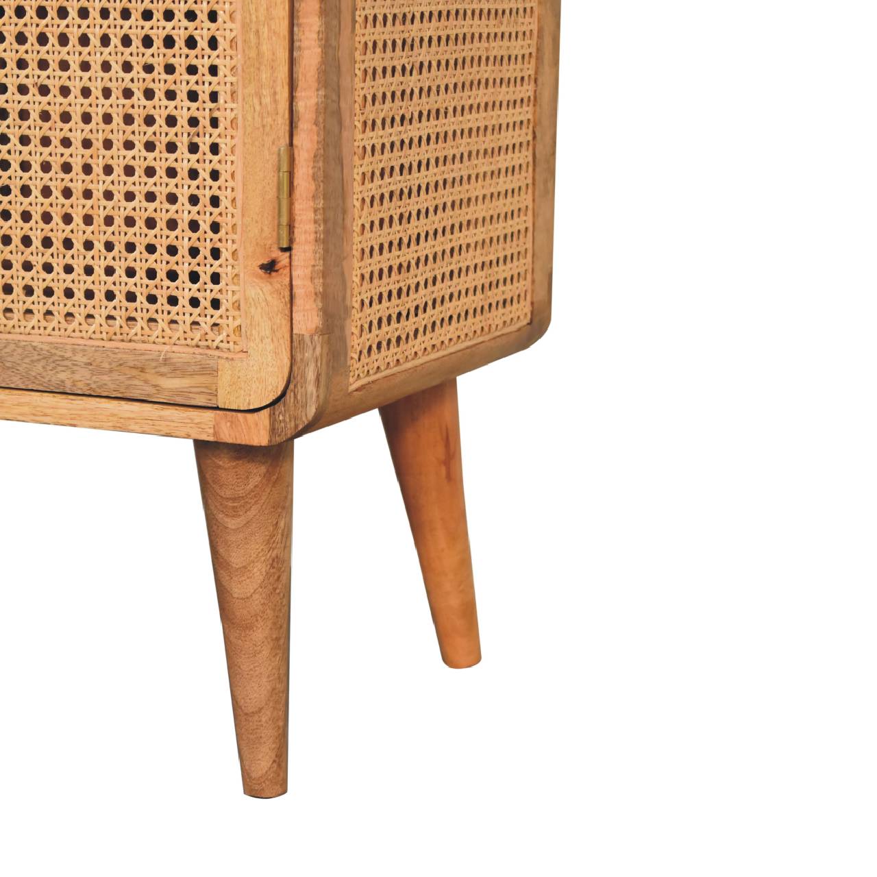 Solid Mango Wood Oak and Rattan Finished Two Door Cabinet - Image 7