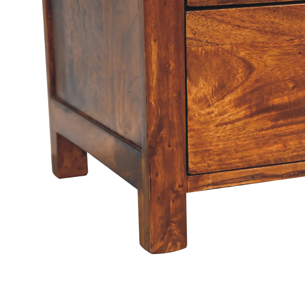 Solid Mango Wood Chestnut Finished 3 Drawer Aspen Bedside - Image 7