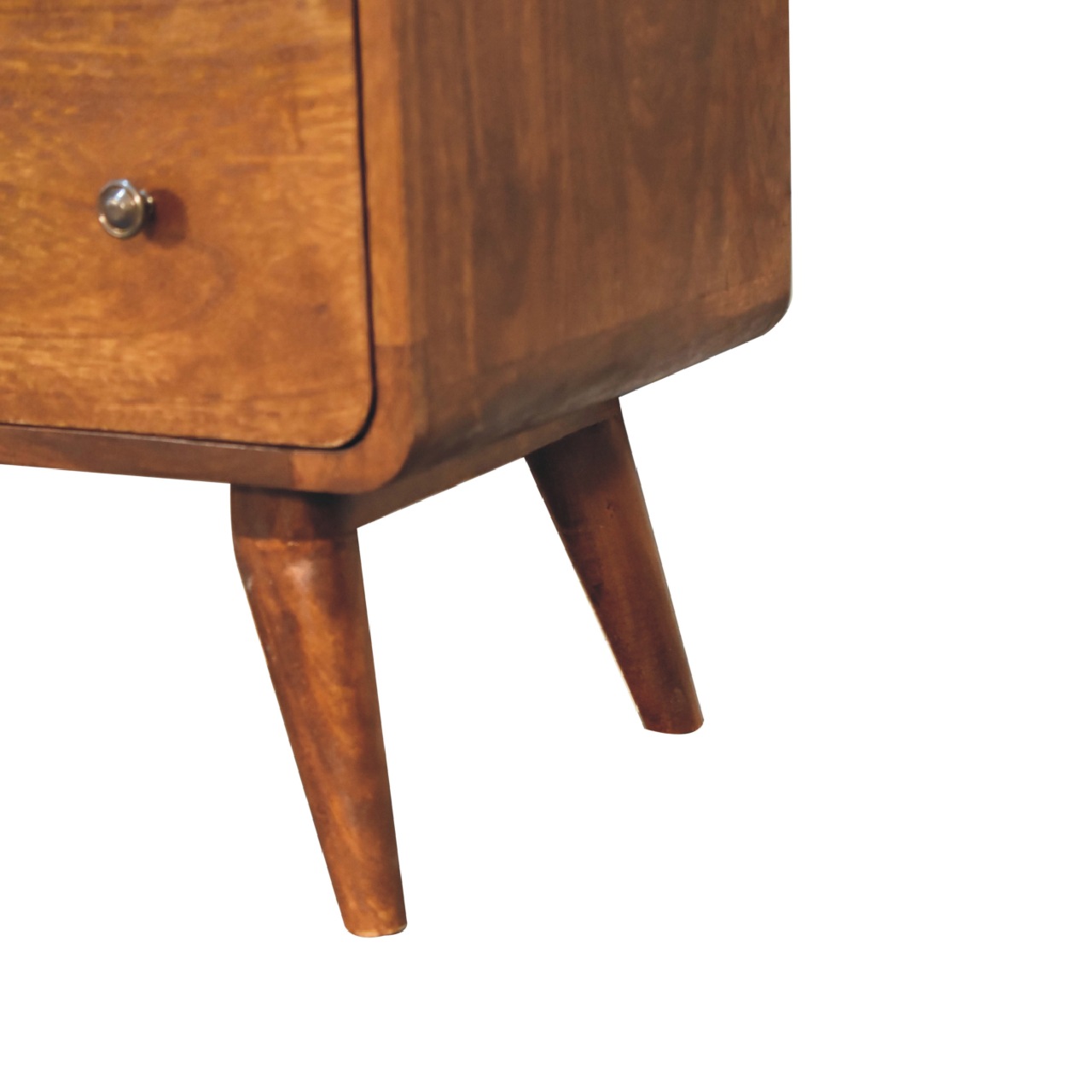 Solid Mango Wood Chestnut Finished Curved 6 Drawer Chest - Image 7