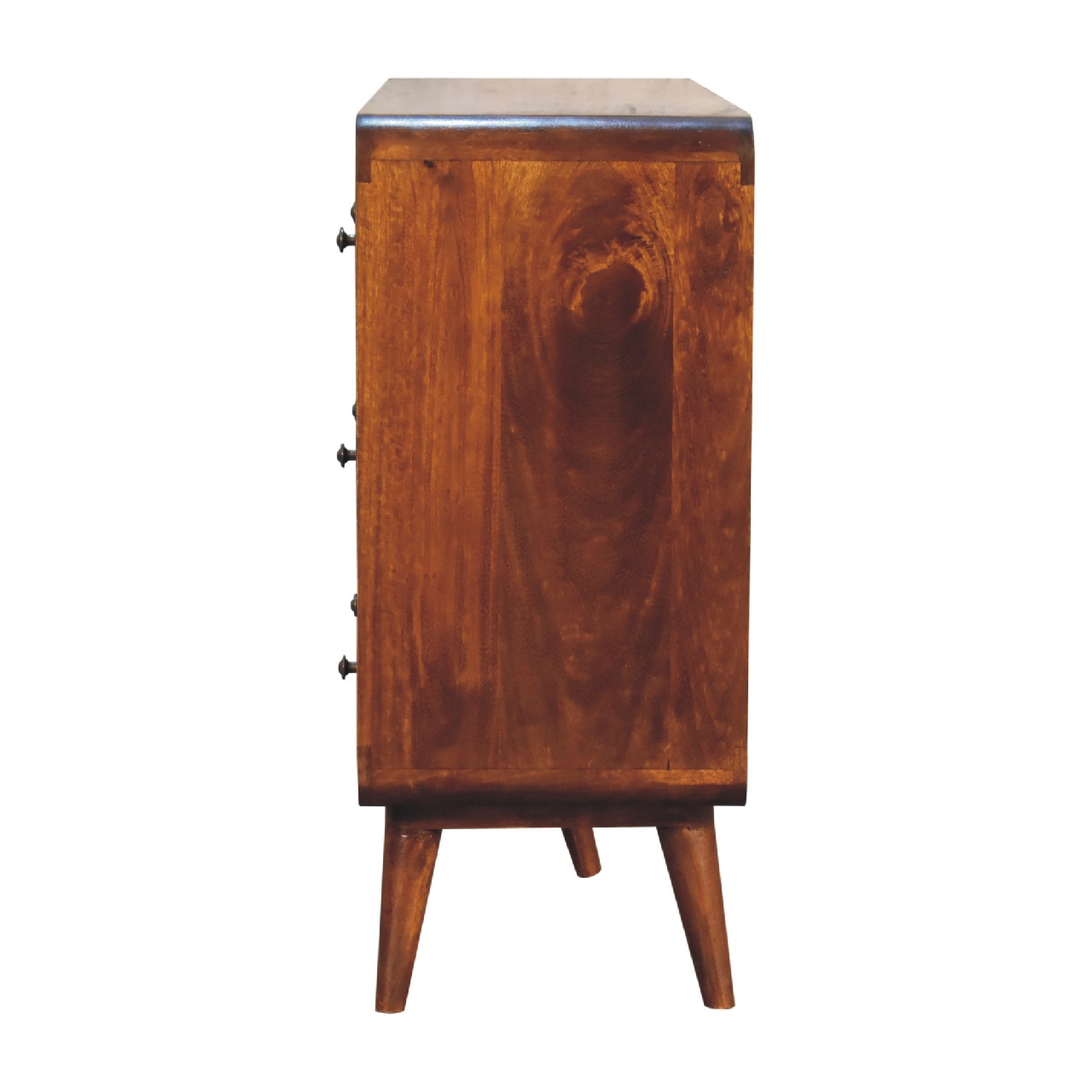Solid Mango Wood Chestnut Finished Curved 6 Drawer Chest - Image 8