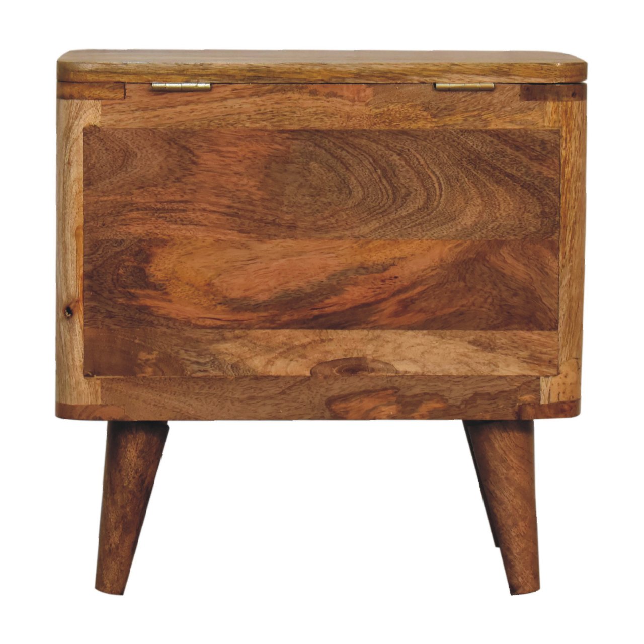 Solid Mango Wood Oak Finished Woven Front Lid Up Stool - Image 10
