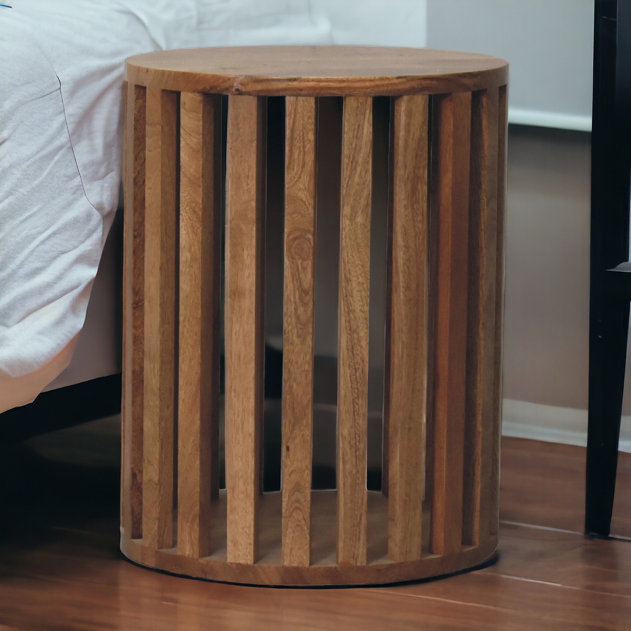 Solid Mango Wood Oak Finished Ariella End Table