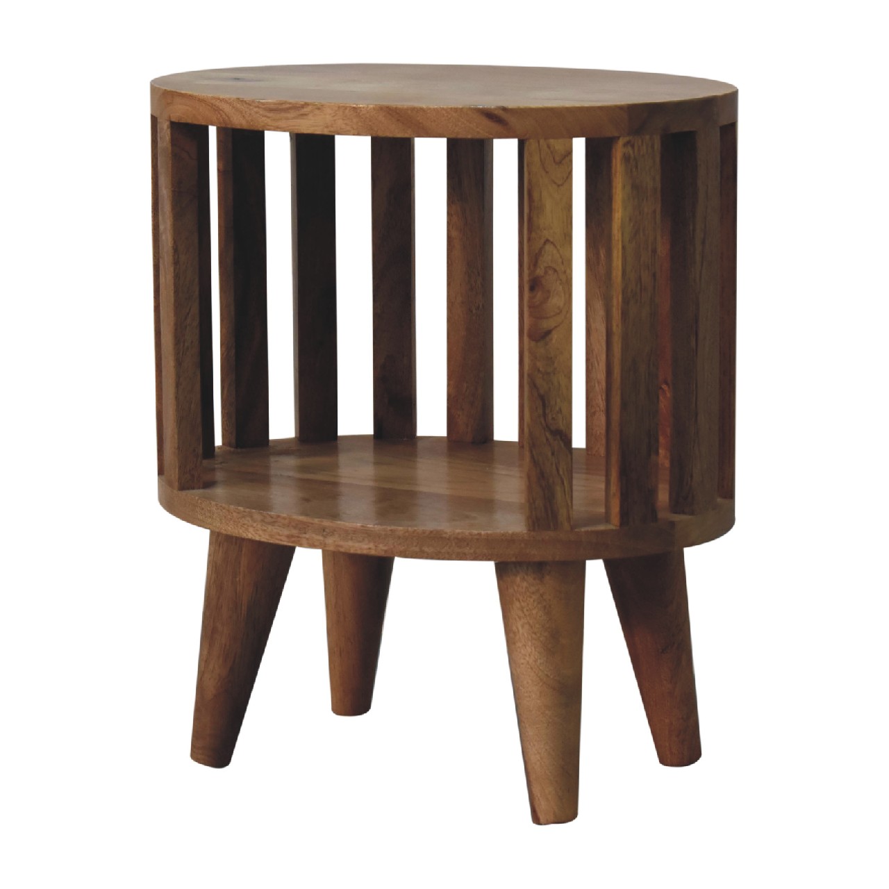 Solid Mango Wood Oak Finished Ariella Single Shelf Bedside - Image 2