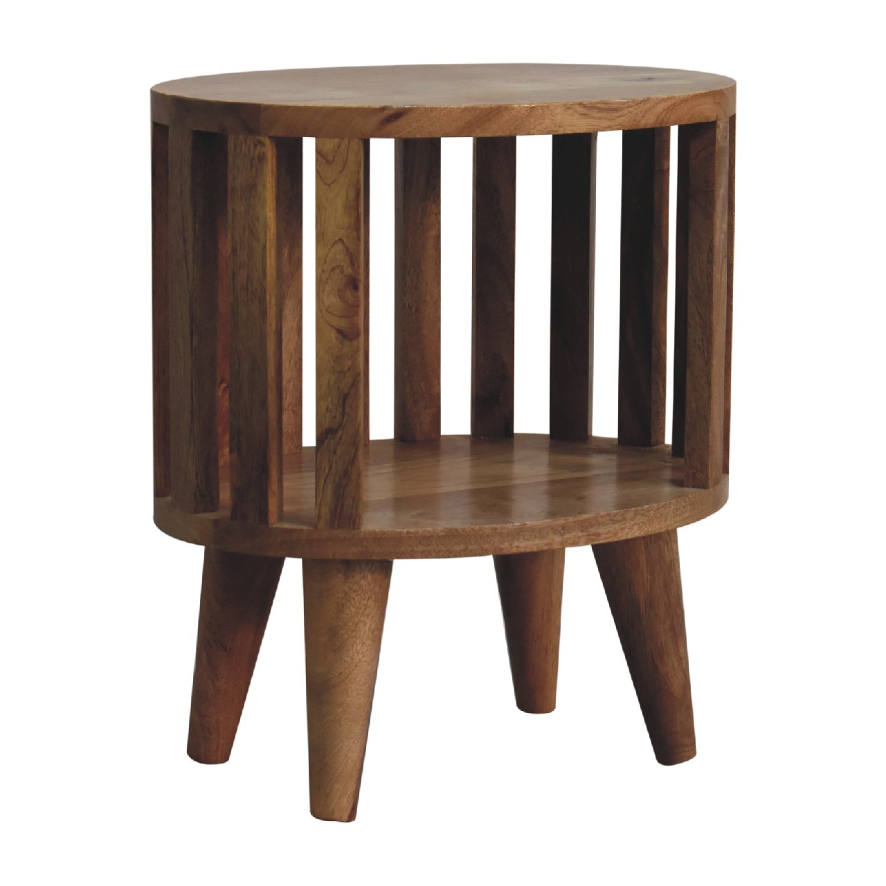 Solid Mango Wood Oak Finished Ariella Single Shelf Bedside - Image 3