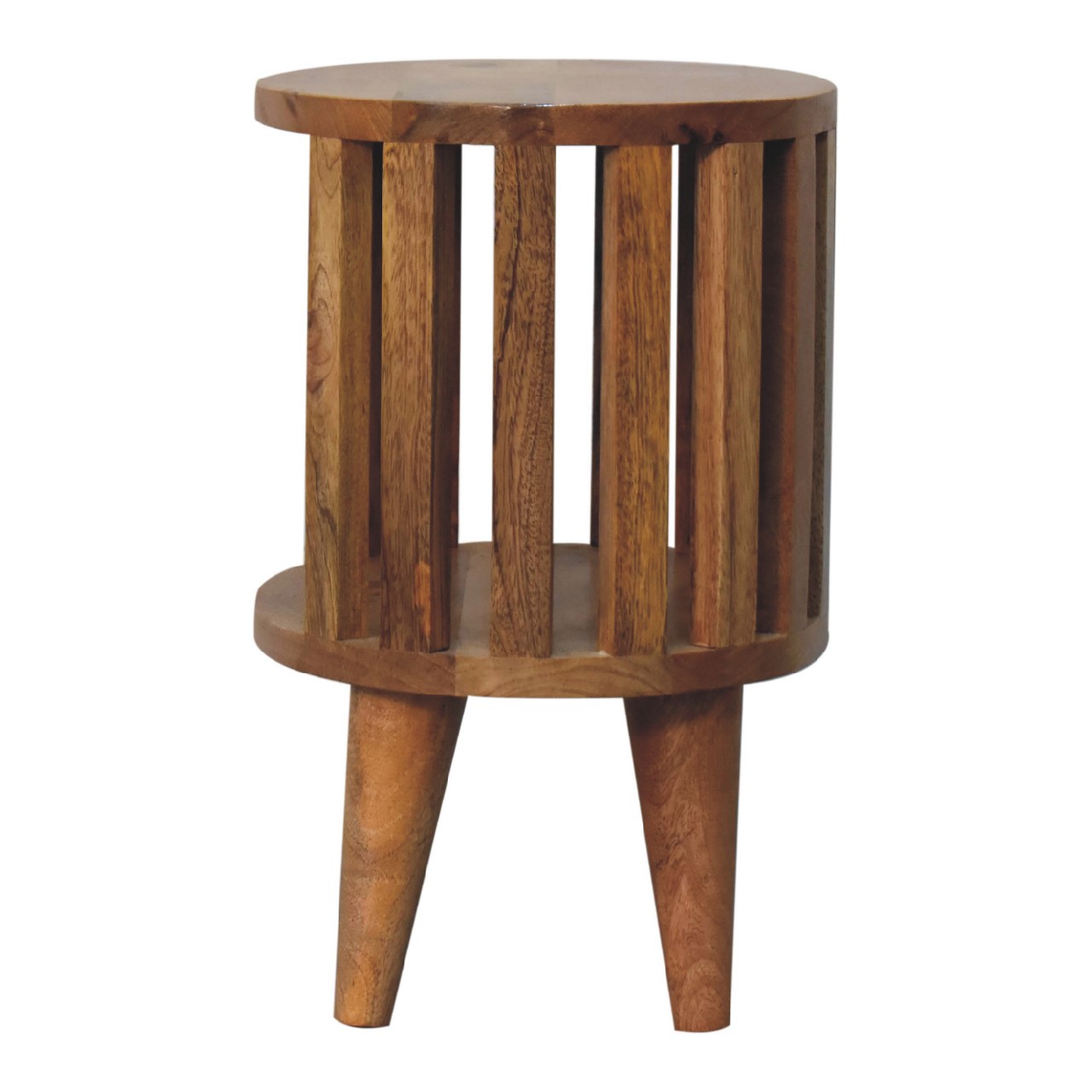 Solid Mango Wood Oak Finished Ariella Single Shelf Bedside - Image 8