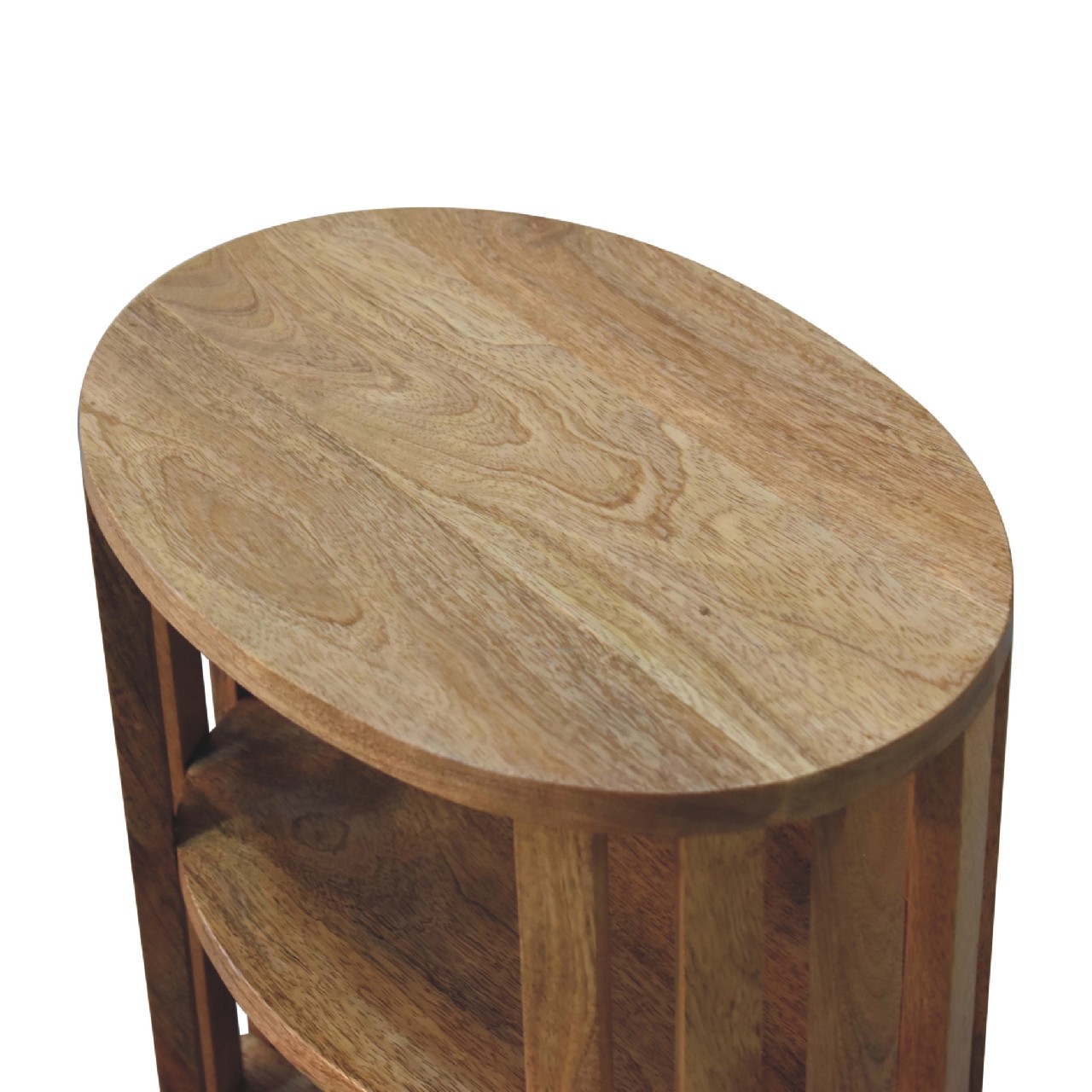 Solid Mango Wood Oak Finished Double Shelf Ariella Bedside - Image 6