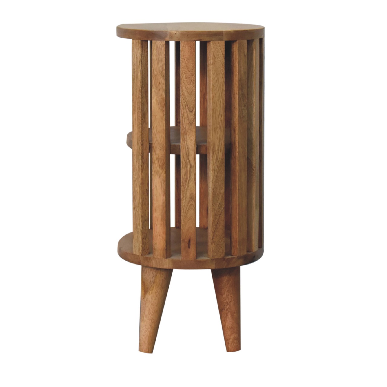Solid Mango Wood Oak Finished Double Shelf Ariella Bedside - Image 8
