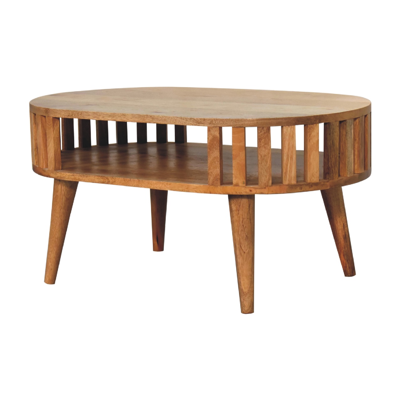Solid Mango Wood Oak Finished Japanese Style Ariella Coffee Table - Image 2
