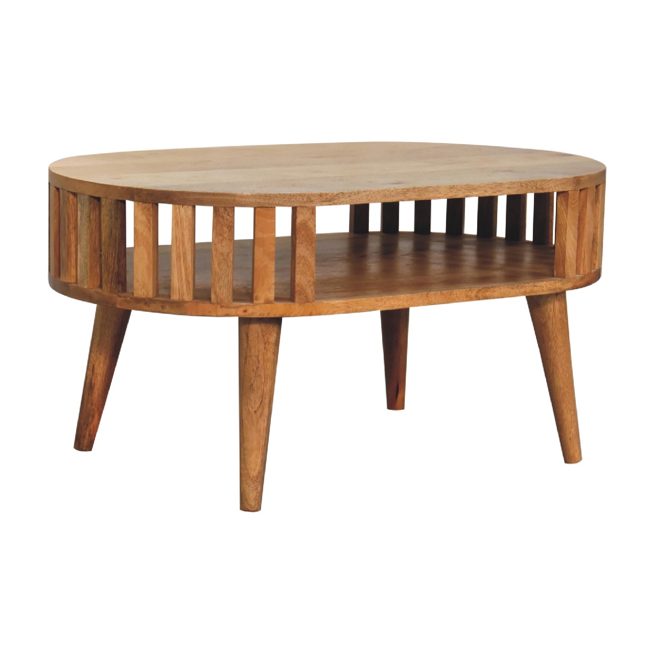 Solid Mango Wood Oak Finished Japanese Style Ariella Coffee Table - Image 3