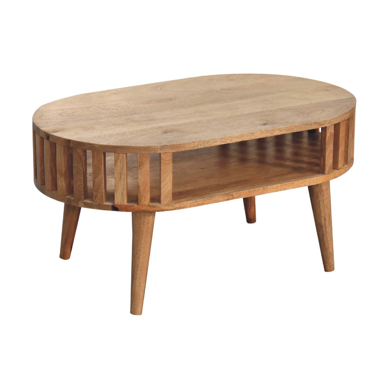 Solid Mango Wood Oak Finished Japanese Style Ariella Coffee Table - Image 4