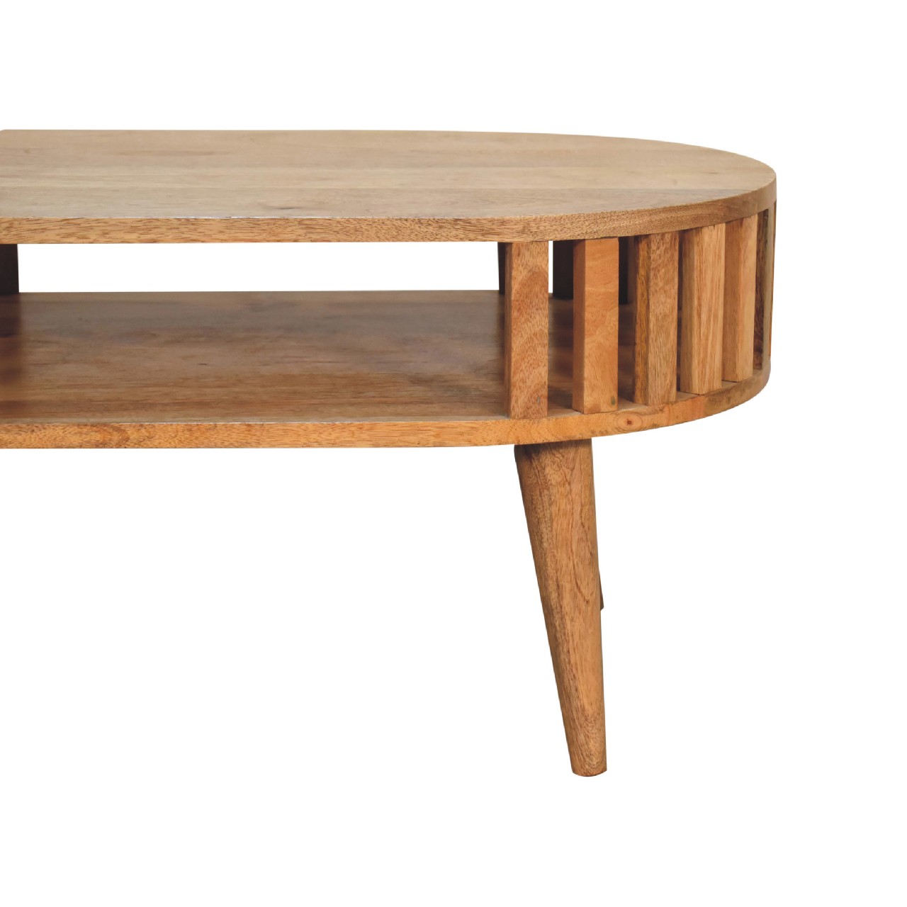 Solid Mango Wood Oak Finished Japanese Style Ariella Coffee Table - Image 5