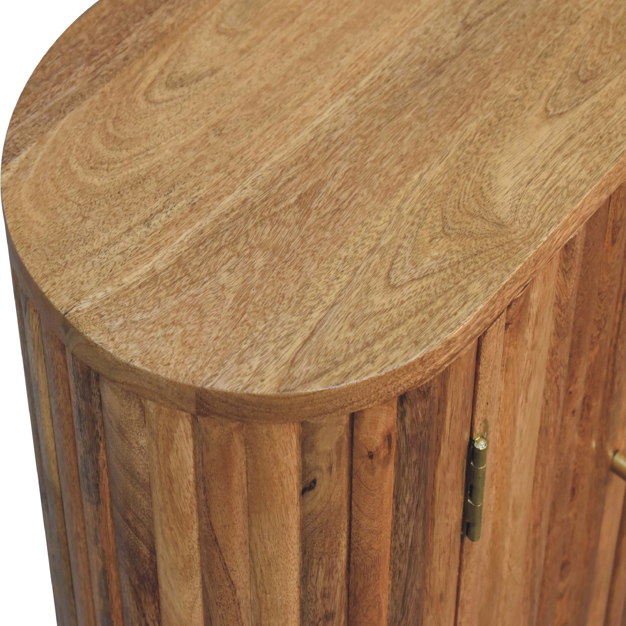 Solid Mango Wood Oak Finished 2 Striped Door Cabinet - Image 5