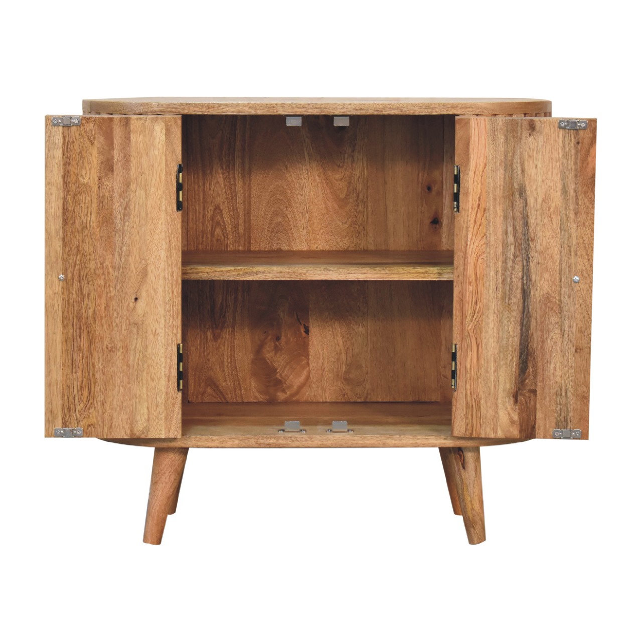 Solid Mango Wood Oak Finished 2 Striped Door Cabinet - Image 7