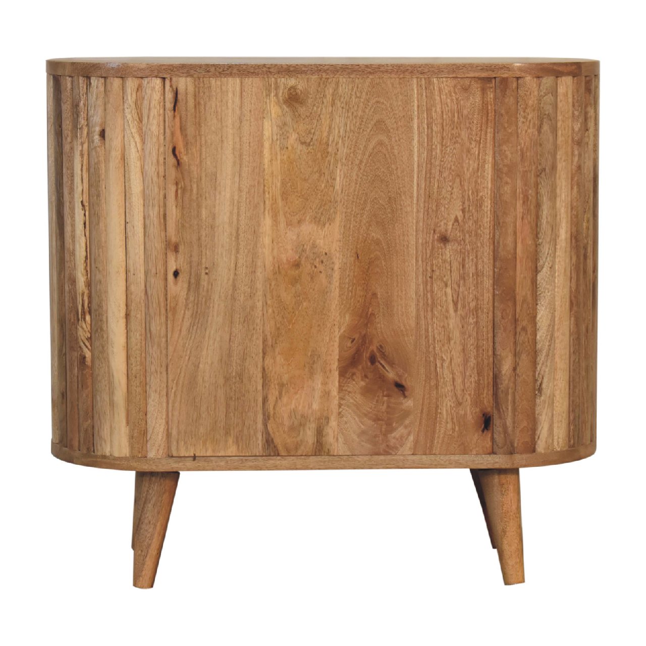 Solid Mango Wood Oak Finished 2 Striped Door Cabinet - Image 9
