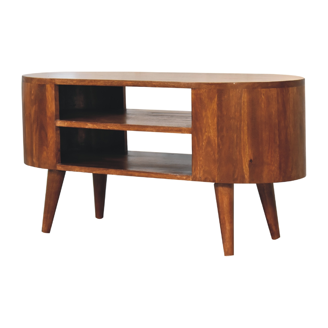 Solid Mango Wood Chestnut Finished 2 Slots Cortez Media Unit - Image 2