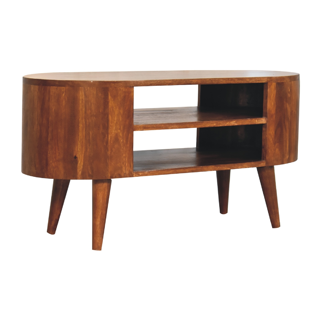 Solid Mango Wood Chestnut Finished 2 Slots Cortez Media Unit - Image 3