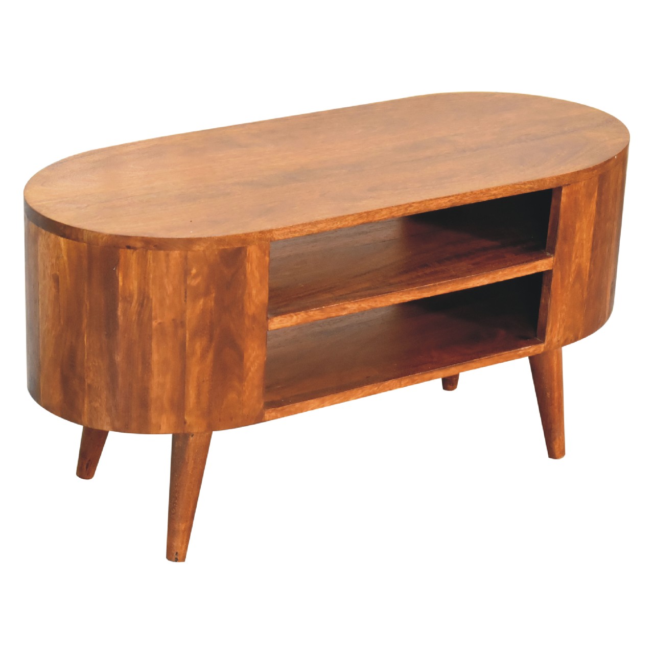 Solid Mango Wood Chestnut Finished 2 Slots Cortez Media Unit - Image 5