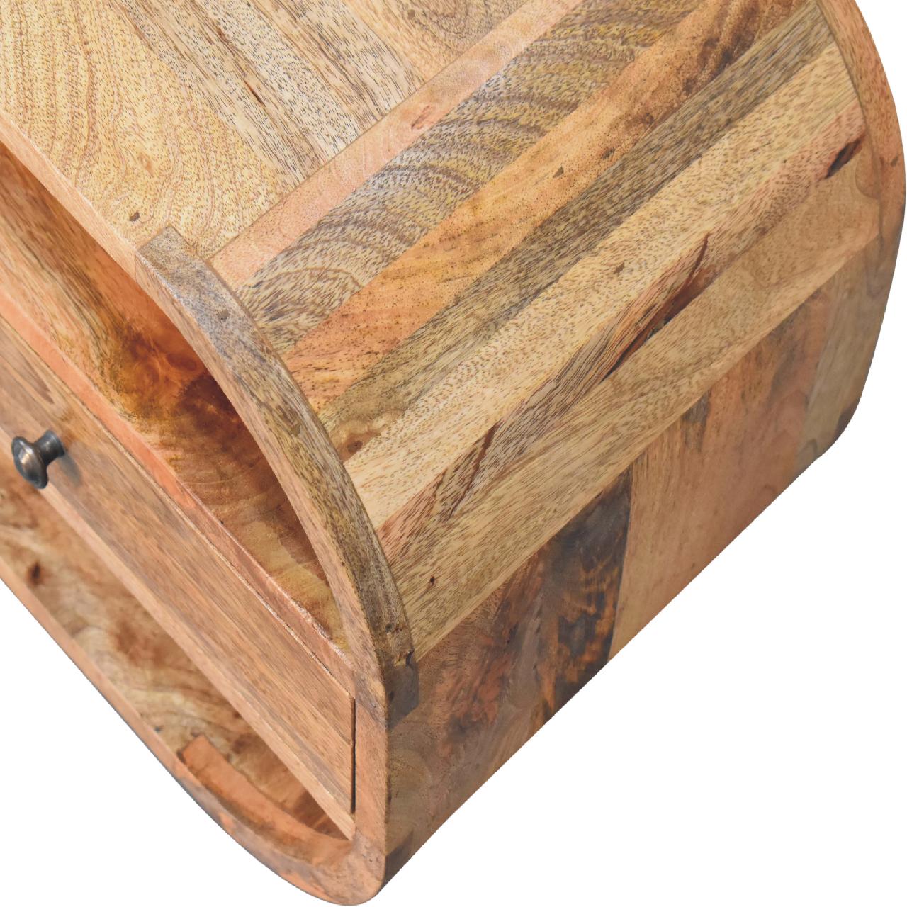Solid Mango Wood Oak Finished 2 Drawer Curved Edge Media Unit - Image 5