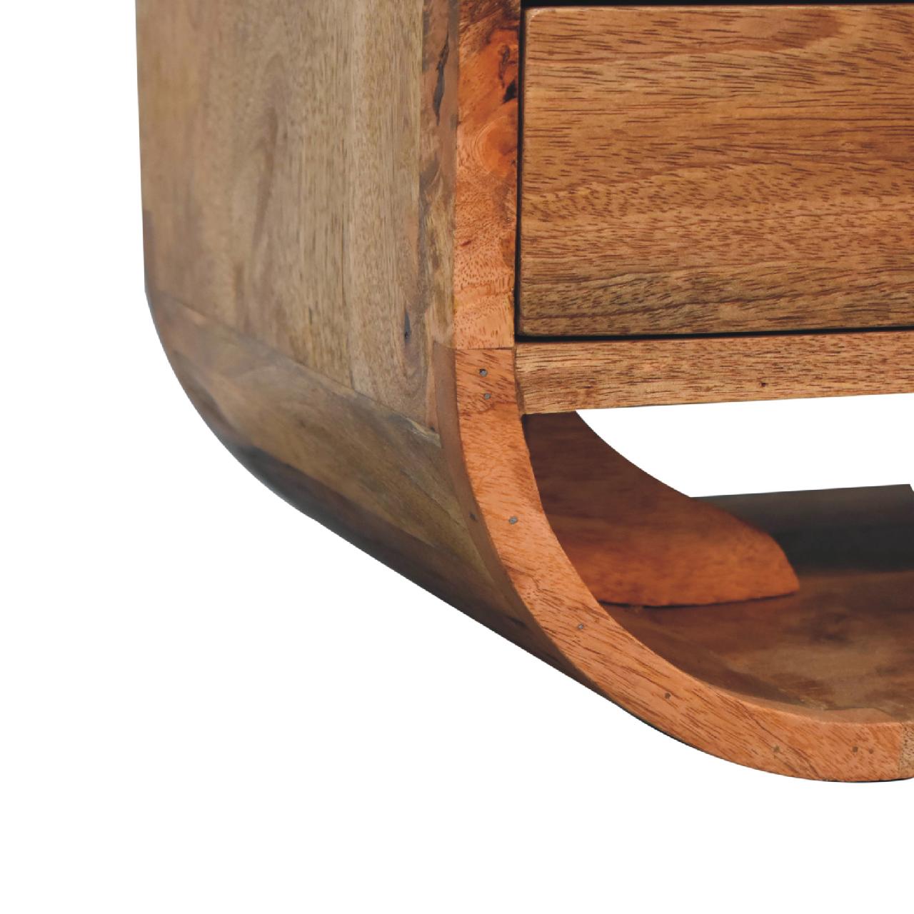Solid Mango Wood Oak Finished 2 Drawer Curved Edge Media Unit - Image 7