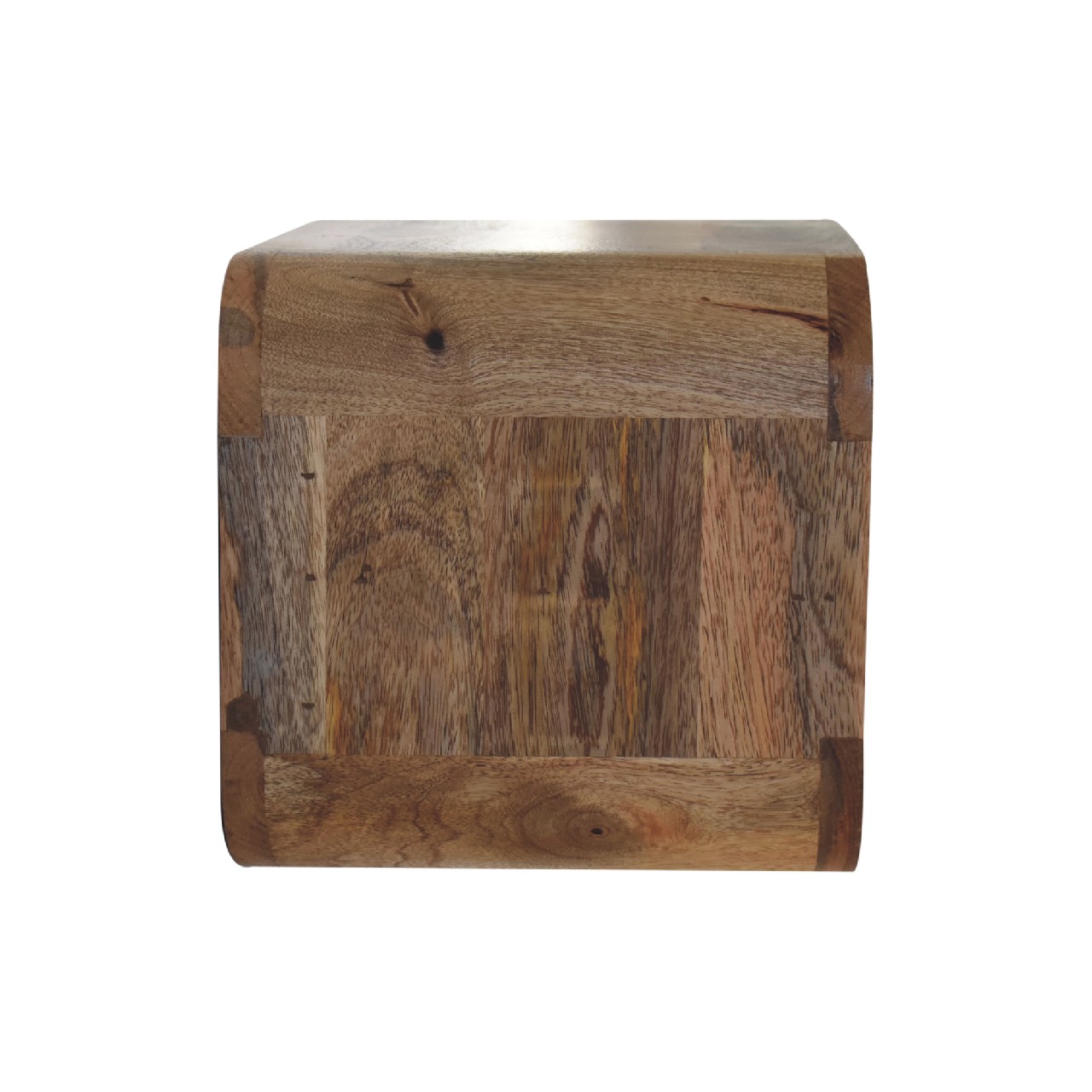Solid Mango Wood Oak Finished Floating Open Curve Bedside - Image 7