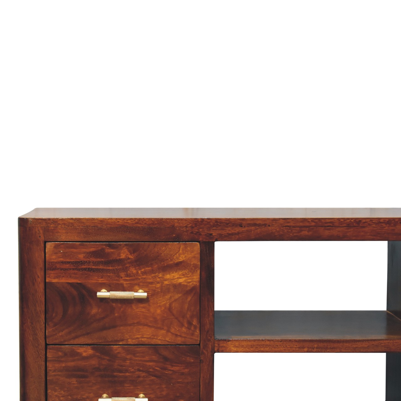 Solid Mango Wood Chestnut Finished 4 Drawer 2 Slots Luca Media Unit - Image 4