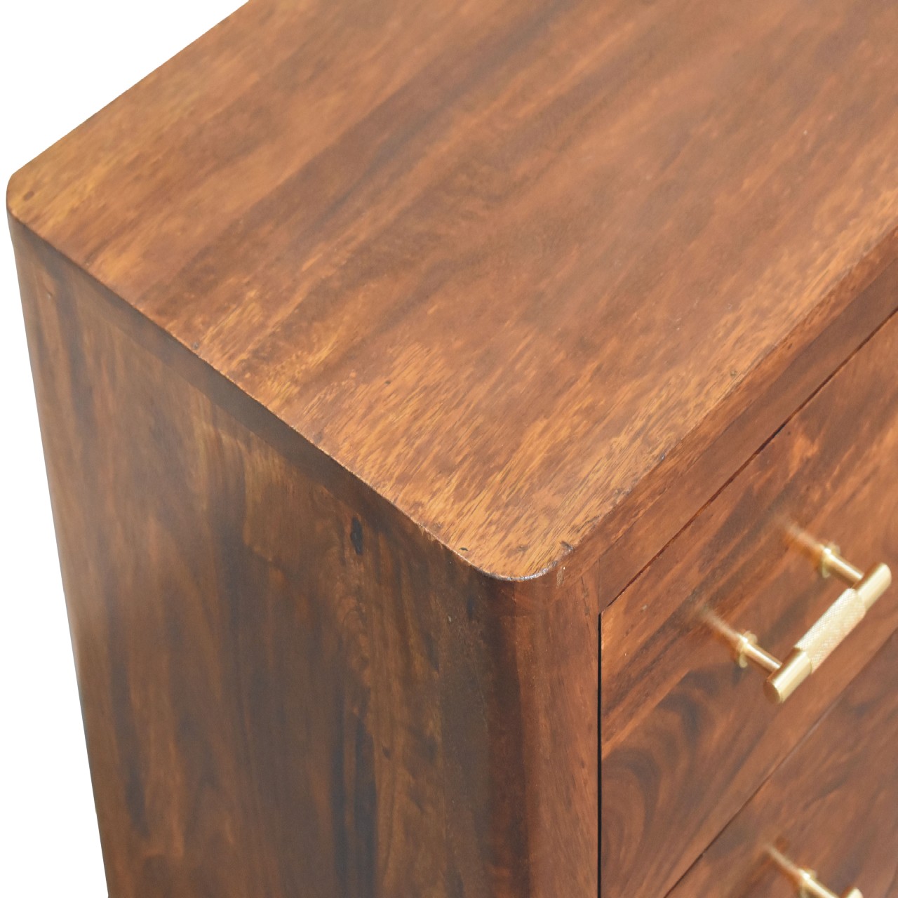 Solid Mango Wood Chestnut Finished 4 Drawer 2 Slots Luca Media Unit - Image 6