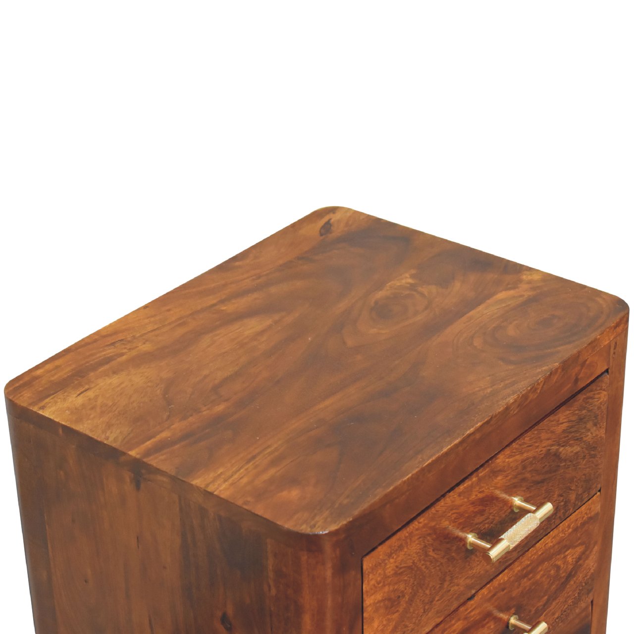 Solid Mango Wood Chestnut Finished 3 Drawer Luca Bedside - Image 5