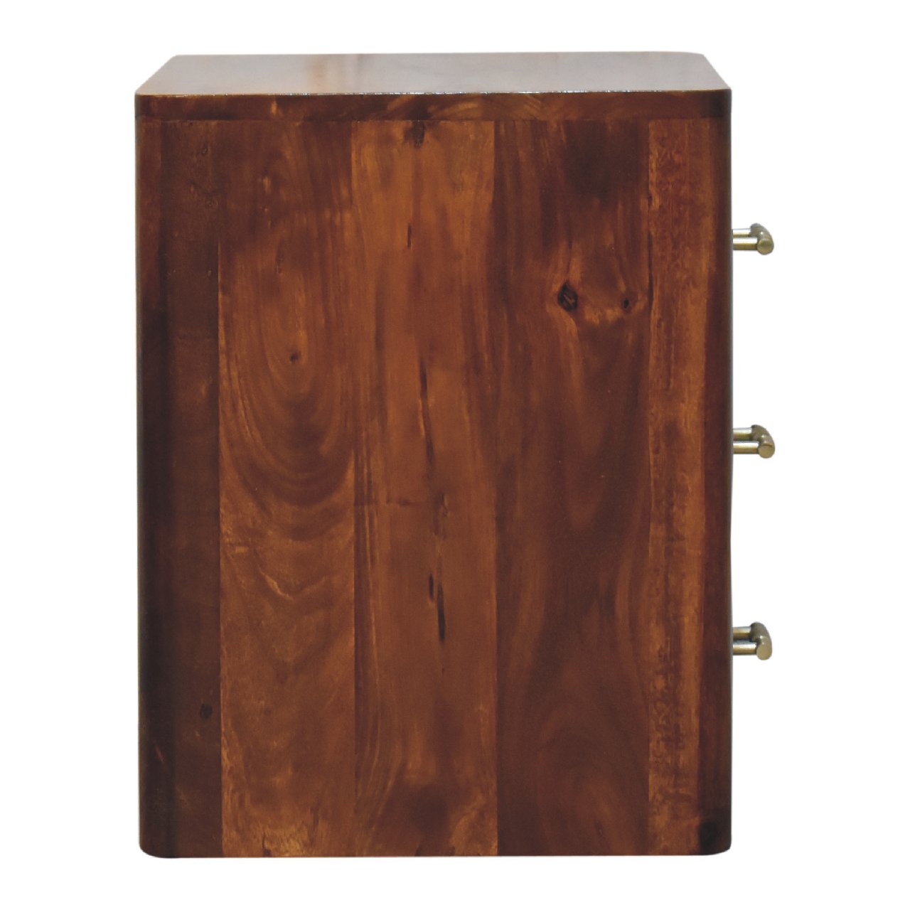 Solid Mango Wood Chestnut Finished 3 Drawer Luca Bedside - Image 9