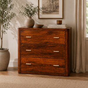 Solid Mango Wood Chestnut Finished Luca Chest of 3 Drawers