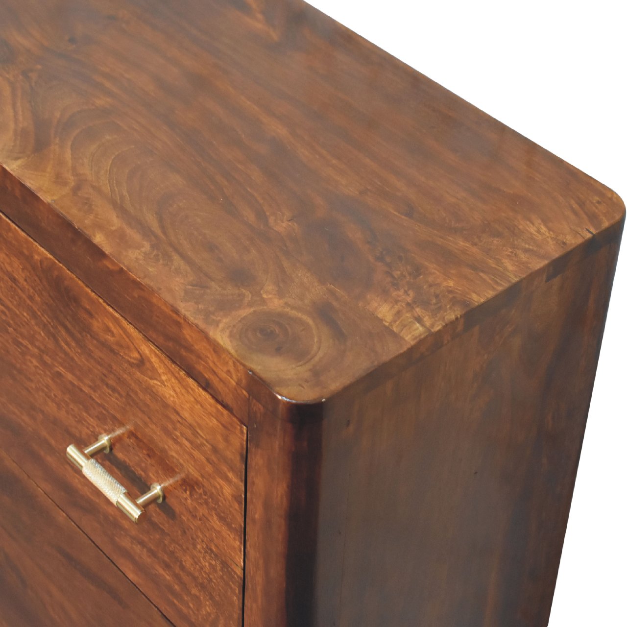 Solid Mango Wood Chestnut Finished Luca Chest of 3 Drawers - Image 5
