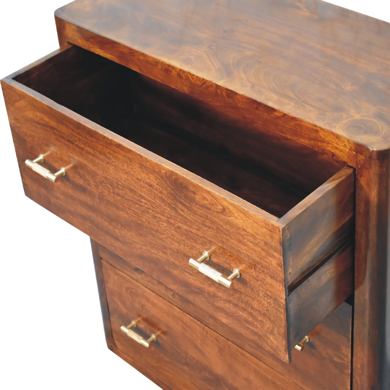 Solid Mango Wood Chestnut Finished Luca Chest of 3 Drawers - Image 6