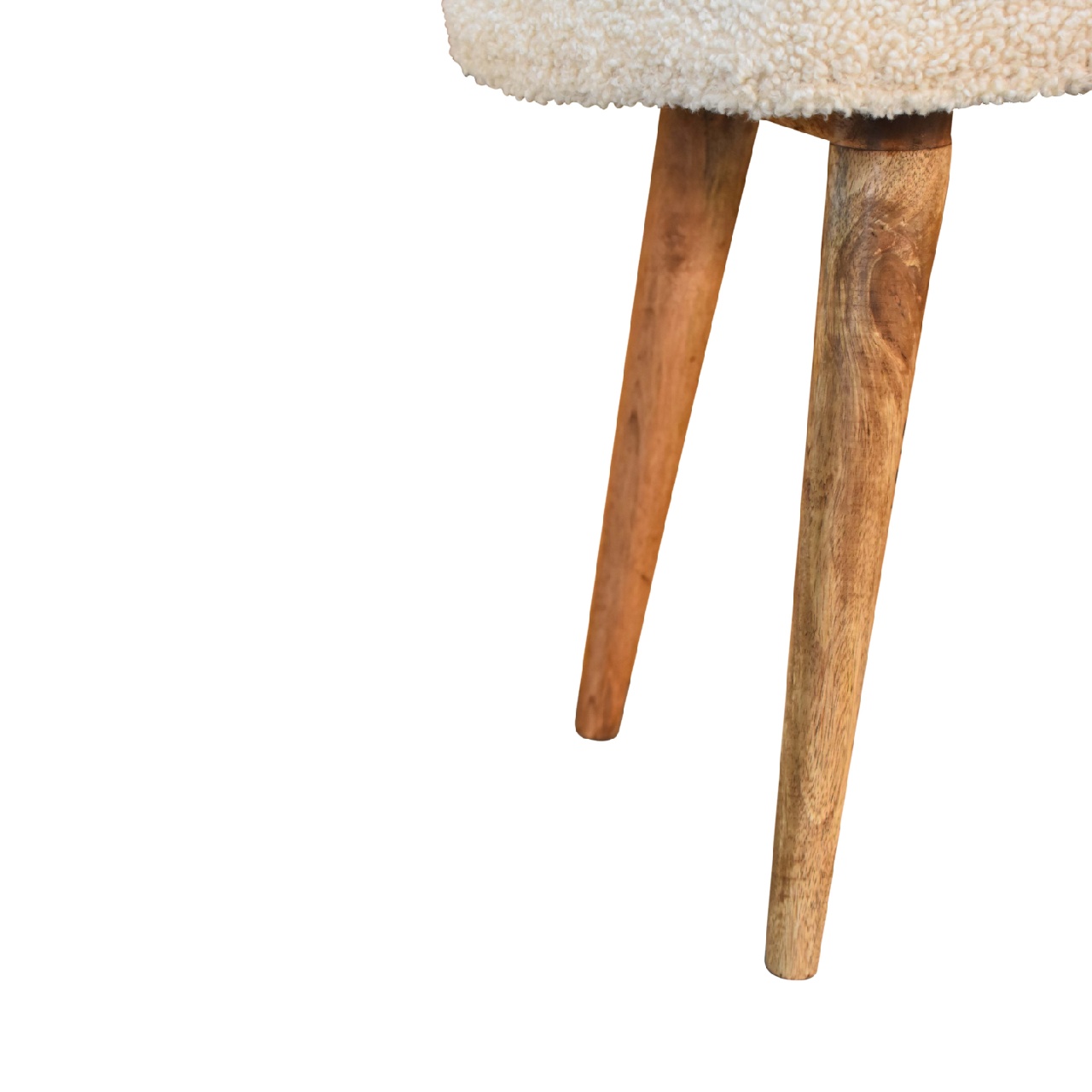 Solid Mango Wood Natural Finished Cream Boucle Bench - Image 8