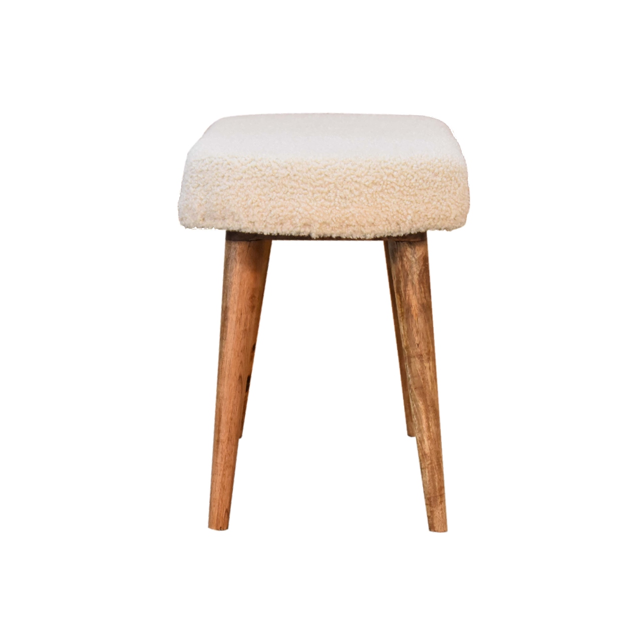 Solid Mango Wood Natural Finished Cream Boucle Bench - Image 9