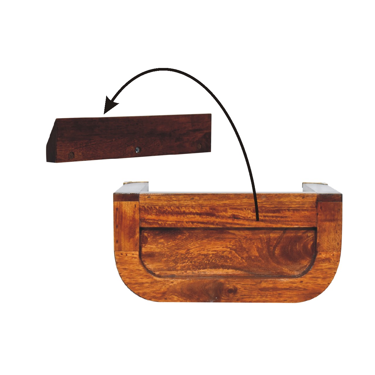 Solid Mango Wood Chestnut Finished Indira Floating Bedside - Image 10